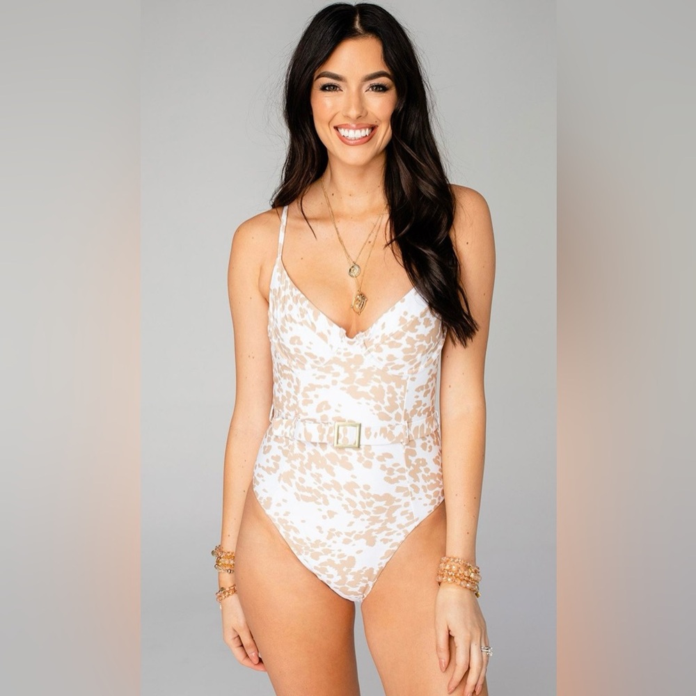 NWT BuddyLove Fiji Belted One Piece Swimsuit - Cowhide